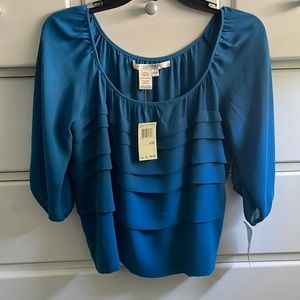 Blue ruffled blouse NWT